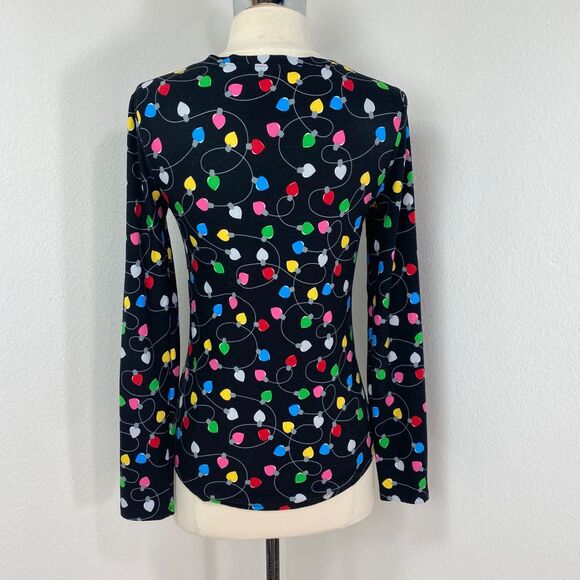 No Boundaries Christmas Lights Soft T Shirt M 7-9 Long Sleeve Holiday Sleepover - Picture 7 of 9